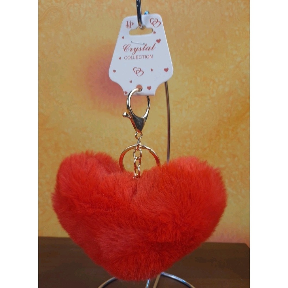 Crystal Collection Red Heart Shaped Keychain Purse‎ Charm Backpack Clip 4.5" W